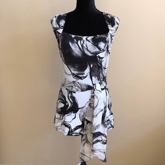 Express Tops - Express Square Neck Drape Top with Matching Silk Scarf